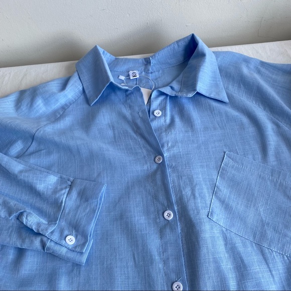 Nord Linen Tailored Boyfriend Button down Shirt Top Blouse - Picture 9 of 12